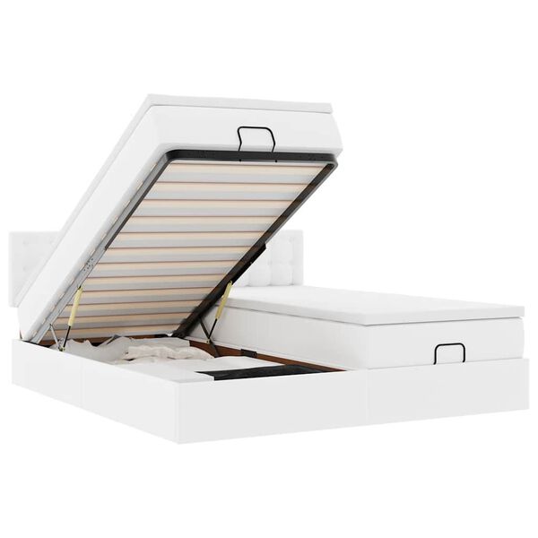 vidaXL Osmanský rám postele s matrací bílý 160x200cm umělá kůže