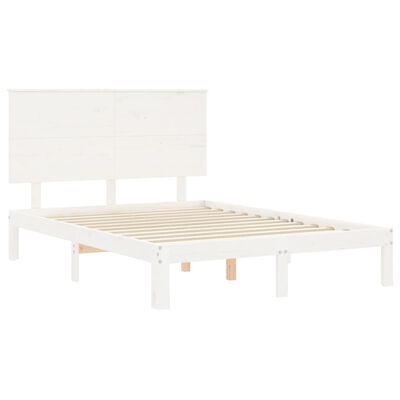 vidaXL Rám postele s čelem bílý 140 x 190 cm masivní dřevo