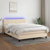 vidaXL Box spring postel s matrac&iacute; a LED kr&eacute;mov&aacute; 140x190 cm textil