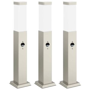 vidaXL Sloupkov&aacute; světla se senzorem 3 ks 50 cm nerezov&aacute; ocel IP44