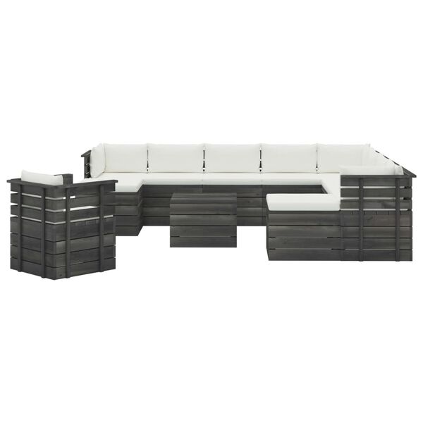 vidaXL 12d&iacute;ln&aacute; zahradn&iacute; sedac&iacute; souprava z palet + podu&scaron;ky borov&eacute; dřevo