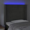 vidaXL Čelo postele s LED tmavě &scaron;ed&eacute; 93 x 16 x 118/128 cm samet