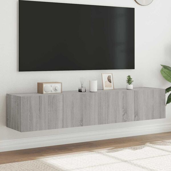 vidaXL N&aacute;stěnn&eacute; TV skř&iacute;ňky s LED 2 ks &scaron;ed&eacute; sonoma 80 x 35 x 31 cm