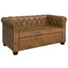vidaXL Chesterfield sedačka 2m&iacute;stn&aacute; uměl&aacute; kůže hněd&aacute;