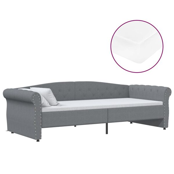 vidaXL V&aacute;lenda s matrac&iacute; a USB světle &scaron;ed&aacute; textil 90 x 200 cm