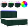 vidaXL Box spring postel s matrac&iacute; a LED tmavě zelen&aacute; 180x200 cm samet