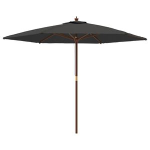 vidaXL Zahradn&iacute; slunečn&iacute;k s dřevěnou tyč&iacute; antracitov&yacute; 299 x 240 cm