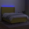 vidaXL Box spring postel s matrac&iacute; a LED zelen&aacute; 140x200 cm textil