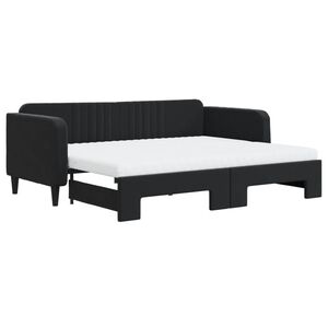 vidaXL V&aacute;lenda s přist&yacute;lkou a matracemi čern&aacute; 90 x 200 cm samet