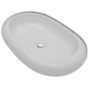 vidaXL Luxusn&iacute; keramick&eacute; ov&aacute;ln&eacute; umyvadlo - 63 x 42 cm - b&iacute;l&eacute;