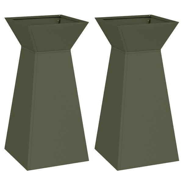 vidaXL Sloupový květináč 2 pcs Olivová 35 x 35 x 73 cm