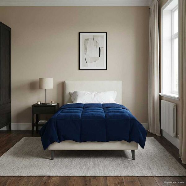 vidaXL Celoročn&iacute; přikr&yacute;vka Tmavě modr&aacute; 135 x 220 cm Mikrovl&aacute;kno