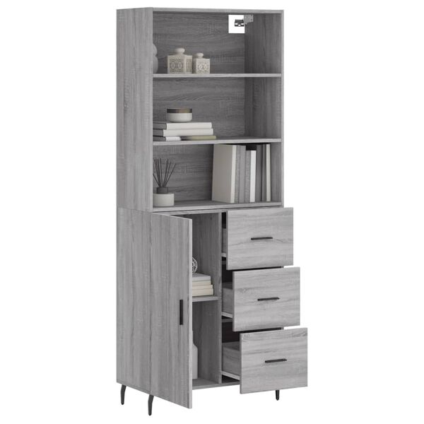 vidaXL Skř&iacute;ň highboard &scaron;ed&aacute; sonoma 69,5 x 34 x 180 cm kompozitn&iacute; dřevo