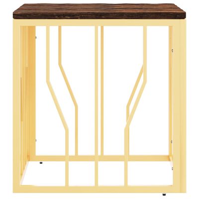vidaXL Konferenční stolek zlatý nerezová ocel a recyklované dřevo