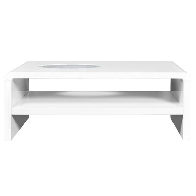 Vysoce lesklý bílý konferenční stolek s LED osvětlením, 42 cm