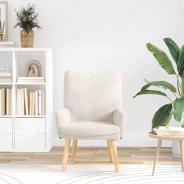 vidaXL křeslo Kr&eacute;mov&aacute; 63 x 67 x 94 cm Ovč&iacute; l&aacute;tka a překližka