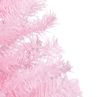 vidaXL Vánoční stromek s LED osvětlením a stojanem růžový 210 cm PVC