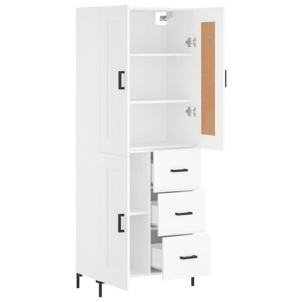 vidaXL Skř&iacute;ň highboard b&iacute;l&aacute; 69,5 x 34 x 180 cm kompozitn&iacute; dřevo