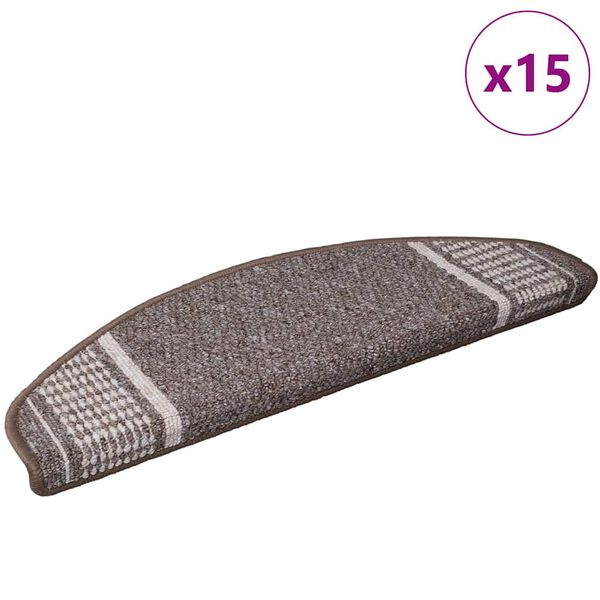 vidaXL Samolepic&iacute; schodov&eacute; rohože 15 pcs Hněd&aacute; 65 x 21 x 4 cm