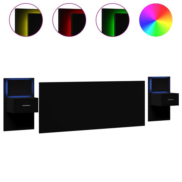 vidaXL Čelo postele se skř&iacute;ňkami čern&eacute; 200 cm kompozitn&iacute; dřevo