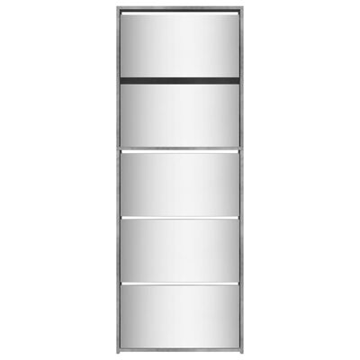 vidaXL Botník se zrcadlem 5patrový betonově šedý 63 x 17 x 169,5 cm
