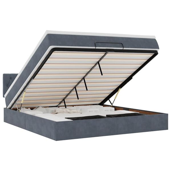 vidaXL Osmansk&yacute; r&aacute;m postele s matrac&iacute; tmavě &scaron;ed&aacute; 180x200cm samet