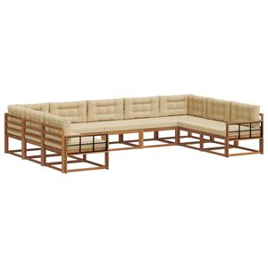 vidaXL Venkovn&iacute; pohovkov&aacute; souprava 9 pcs Přirozen&aacute; a B&eacute;žov&aacute;