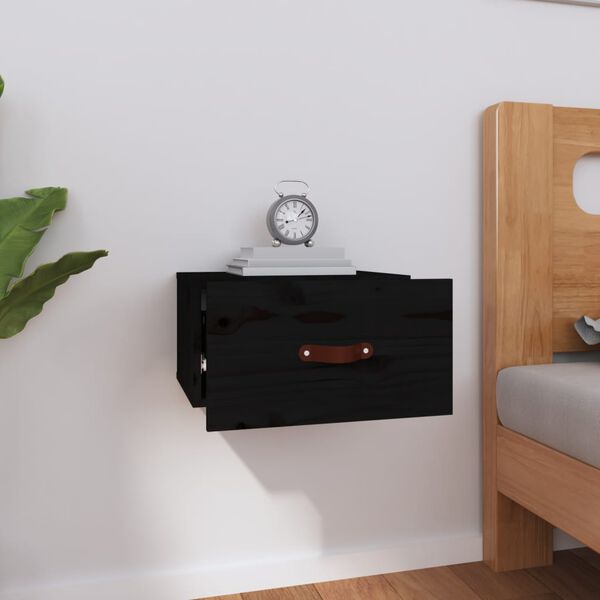 vidaXL Nástěnný noční stolek černý 40x29,5x22 cm