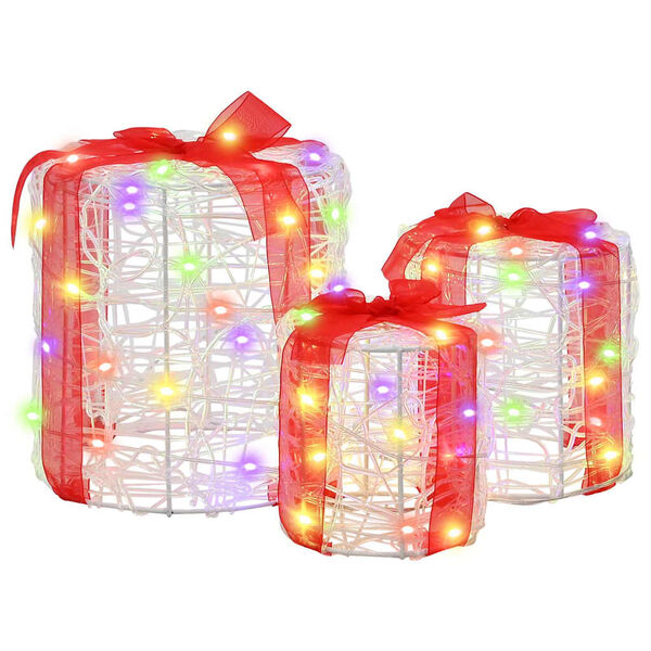 vidaXL Dekorace D&aacute;rkov&eacute; Krabičky 3 pcs pestr&aacute; 20 x 20 x 21 cm Akryl