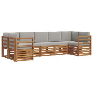 vidaXL Rohov&aacute; sofa sada s pol&scaron;t&aacute;řem 7 pcs Př&iacute;rodn&iacute; a světle &scaron;ed&aacute;