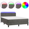 vidaXL Box spring postel s matrac&iacute; a LED tmavě &scaron;ed&aacute; 140x200 cm samet