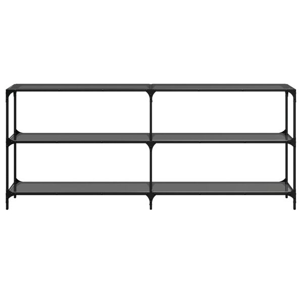 vidaXL Konzolov&yacute; stolek s černou skleněnou deskou 194,5x30x81 cm ocel