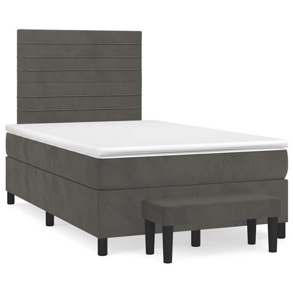 vidaXL Box spring postel s matrac&iacute; tmavě &scaron;ed&yacute; 120x190 cm samet