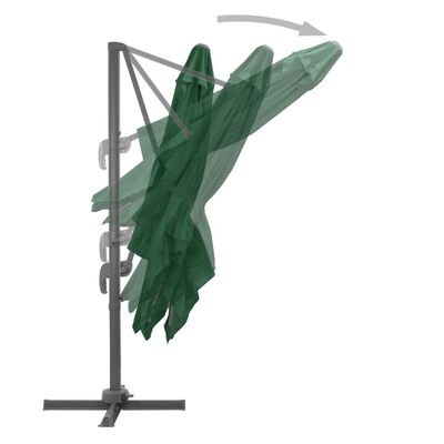 vidaXL Konzolový slunečník s hliníkovou tyčí 400 x 300 cm zelený