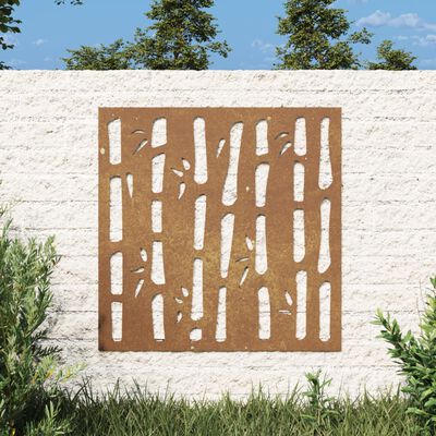 vidaXL Zahradní nástěnná dekorace 55 x 55 cm cortenová ocel Bambus