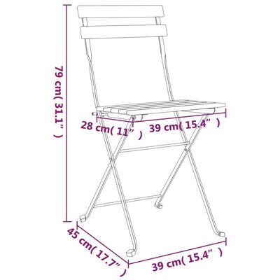vidaXL Skládací bistro židle 2 ks masivní akáciové dřevo a ocel