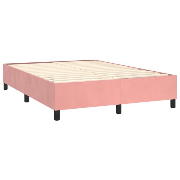 vidaXL Box spring postel s matrac&iacute; růžov&aacute; 140x190 cm samet