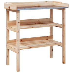 vidaXL Přesazovac&iacute; stůl s policemi 78x38x82,5 cm masivn&iacute; jedlov&eacute; dřevo