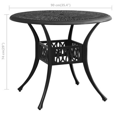 vidaXL Zahradní stůl černý 90 x 90 x 74 cm litý hliník
