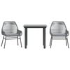 vidaXL 3dílný zahradní jídelní set s poduškami šedý polyratan sklo