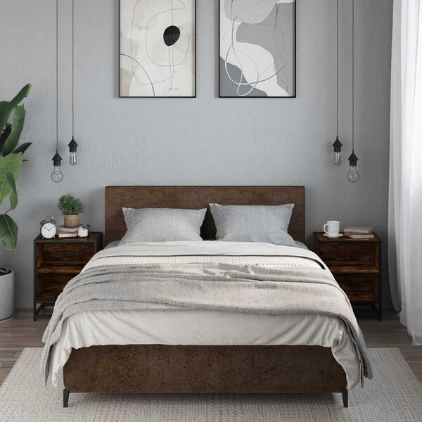 vidaXL Nočn&iacute; stolky 2 ks kouřov&yacute; dub 40x31x50cm kompozitn&iacute; dřevo a kov