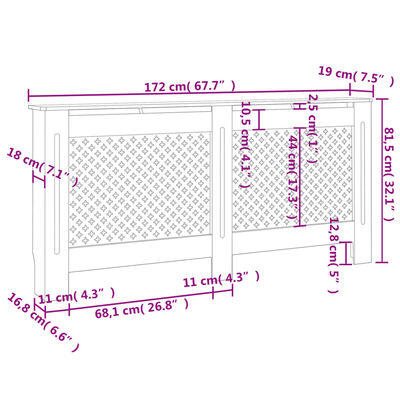vidaXL Kryt na radiátor antracitový 172 x 19 x 81,5 cm MDF
