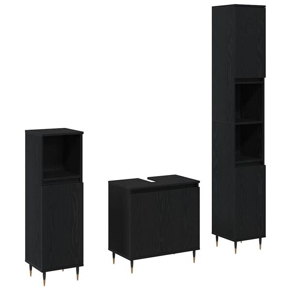 vidaXL Sada koupelnov&eacute;ho n&aacute;bytku 3 pcs Čern&yacute; dub 30 x 30 x 190 cm
