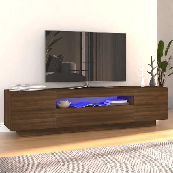 vidaXL TV skř&iacute;ňka s LED osvětlen&iacute;m hněd&yacute; dub 160 x 35 x 40 cm