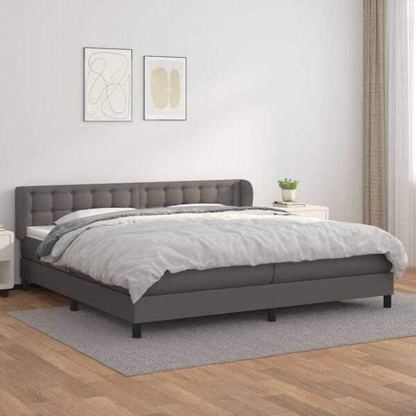 vidaXL Box spring postel s matrac&iacute; &scaron;ed&aacute; 200x200 cm uměl&aacute; kůže