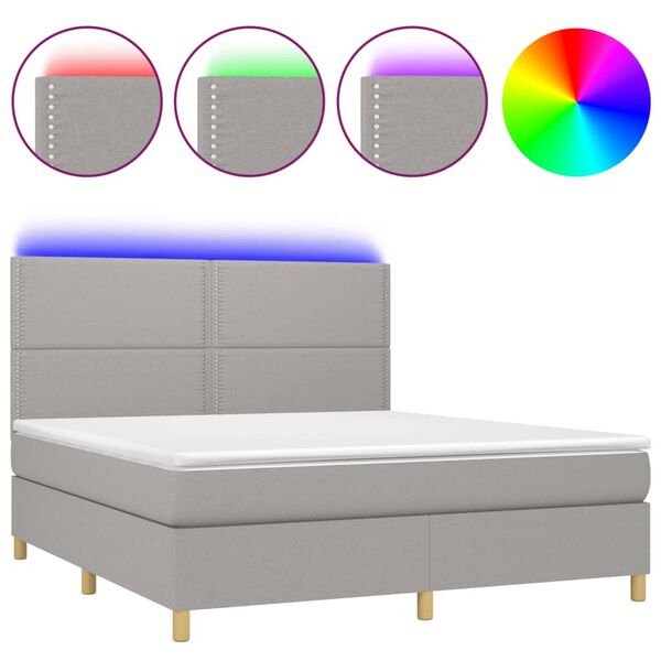 vidaXL Box spring postel s matrac&iacute; a LED světle &scaron;ed&aacute; 160x200 cm textil