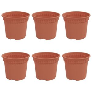 vidaXL Kulat&yacute; květin&aacute;č 6 ks Cihlově červen&aacute; &Oslash; 12,5 x 10 cm Plast