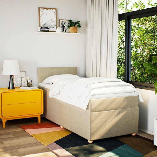 vidaXL Box spring postel s matrac&iacute; kr&eacute;mov&aacute; 80 x 200 cm textil