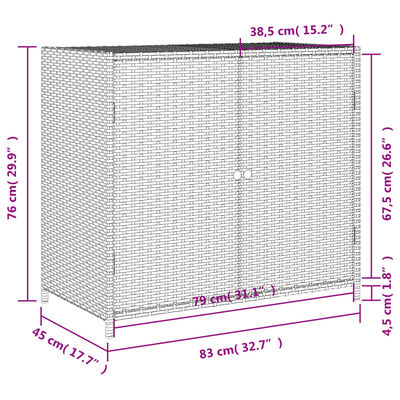 vidaXL Zahradní úložná skříň šedá 83 x 45 x 76 cm polyratan