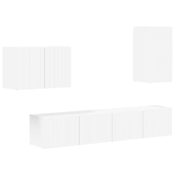vidaXL Sada televizn&iacute;ho n&aacute;stěnn&eacute;ho kabinetu N&aacute;stěnn&yacute; 4 pcs B&iacute;l&aacute;